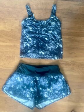 Women’s Nike Black Top with White Swoosh Tankini Large